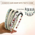 thumbnail image 4 of Unique Bargains 4pcs Teeth Comb Floral Pattern Headbands Tooth Comb Hair Hoop for Women White Purple Yellow Blue Beige, 4 of 7