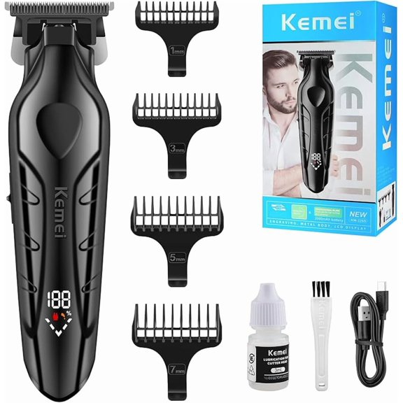 KEMEI Professional Hair Clipper & Cordless Barber Clipper for Men, USB Rechargeable Barber Clipper for Hair Cutting, Clipper for Haircut,Gifts for Men