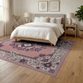 thumbnail image 3 of ODIKA 6'x9' Washable Area Rug Non-Slip, Chair-Friendly, Traditional Distressed Frame Ornate Scrolling Border Vintage Flowing Dynamic for Dining Room, Under Table, Office Décor, 3 of 7