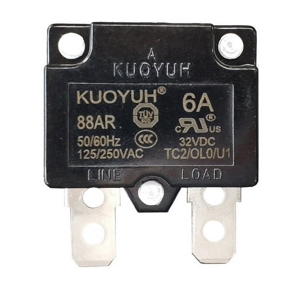 6A Circuit Breaker - KUOYUH 6 Amp 88AR Series Automatic-Reset Thermal Circuit Breaker