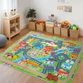 thumbnail image 3 of Socofuz Kids Learning & Game Rug 3'x4', Non-Slip Carpet, Kids Car Town City Roadmap Rug for Playroom Bedroom Boys, Track Carpet Kids Car Play Rugs, 3 of 9