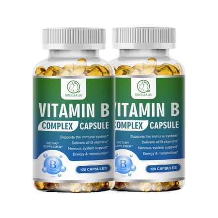Vitamin B Complex Capsule (B12, B1, B2, B3, B5, B6, B7, B9, Folic Acid & Biotin), Reduce Stress & Supports Energy, Immune & Nervous System Support, 240 CT(2 PACK)