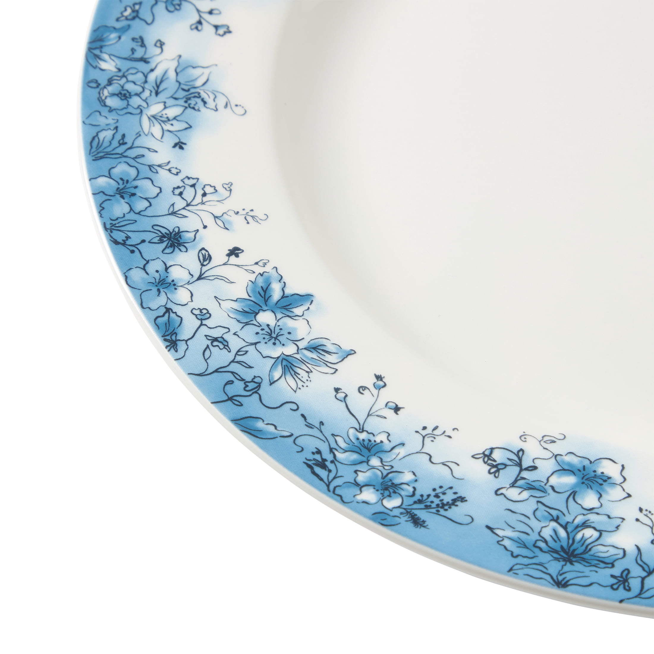 Floral Ceramic Plate, Blue and White, 10.5", by My Texas House