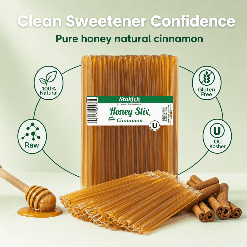 Stakich Cinnamon Grade A Honey Stix - Case of 2,000
