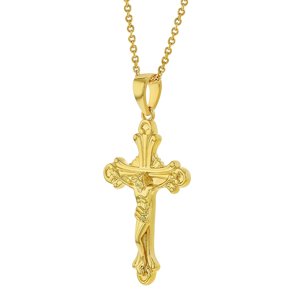 Gold Plated Crucifix Jesus Religious 