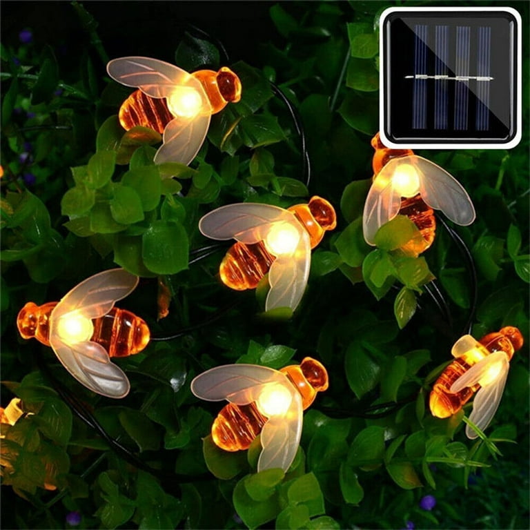 Solar String Lights Bee Flowers Drips Butterfly LED Fairy Decor
