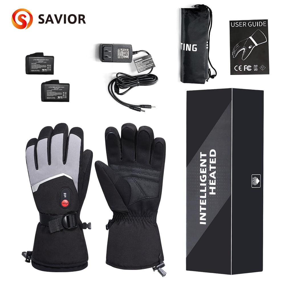Savior Battery Heated Gloves for Men Women Savior Electric Rechargeable Motorcycle Warm Gloves Mittens for Cycling Skiing Snowmobile Hunting Camping Riding Raynaud & Arthritis Outdoor Hand Warmer