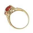 thumbnail image 6 of Genuine natural oval cabochon red coral ring Hawaiian plumeria 14k yellow gold size 9, 6 of 7
