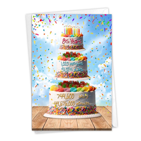 NobleWorks - 1 Funny Birthday Card with Envelope - Time Count Milestones 85 C9408MBG