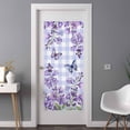thumbnail image 2 of Purple Flowers Window Privacy Film, Butterfly Spring Floral Checkered Farmhouse Static Cling UV Sun Blocking Heat Control Window Tint Day and Night, Non-Adhesive One Way Privacy Cover 35.4''x78.7'', 2 of 7