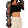 thumbnail image 2 of Lovito Sexy Polka Dot Square Neck Puff Sleeve Blouse, 2 of 5