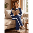 thumbnail image 4 of SHEWIN Womens Sweatsuits 2 Piece Set Fleece Lined Outfits Crew Neck Colorblock Long Sleeve Sweatshirt Jogger Pants Tracksuit Set with Pockets, 4 of 8