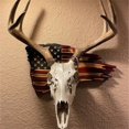 thumbnail image 3 of OUSITAID European Deer Mount Plaque Prey Display Rack Wooden Background Stars and Stripes Patterns Home Decor New, 3 of 9