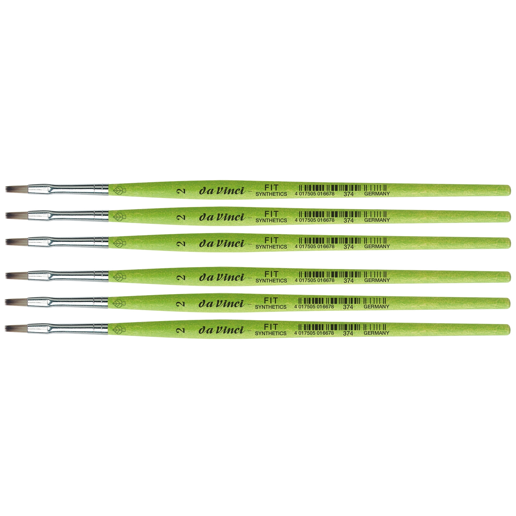 da Vinci FIT Synthetics Student Brush, Synthetic, Acrylic & Tempera, Flat, Series 374, Size 2, Pack of 6