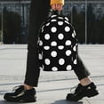 thumbnail image 2 of Easygdp Black and White Polka Dot Mochila Ligera de 15 Pulgadas para Estudiantes, Mochila Cómoda para la Escuela y Viajes, Correas Ajustables, 2 of 6