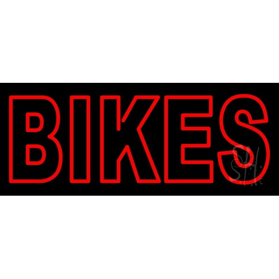 Double Stroke Bikes LED Neon Sign 13 x 32 - inches, Clear Edge Cut Acrylic Backing, with Dimmer - Bright and Premium built indoor LED Neon Sign for automotive store, and mall.