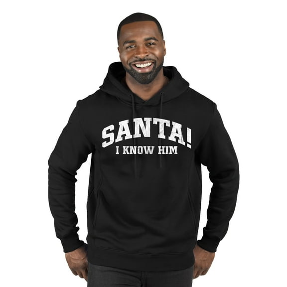 Wild Bobby Vintage Movie Quote Santa! I Know Him Premium Graphic Hoodie Sweatshirt, Black, Small