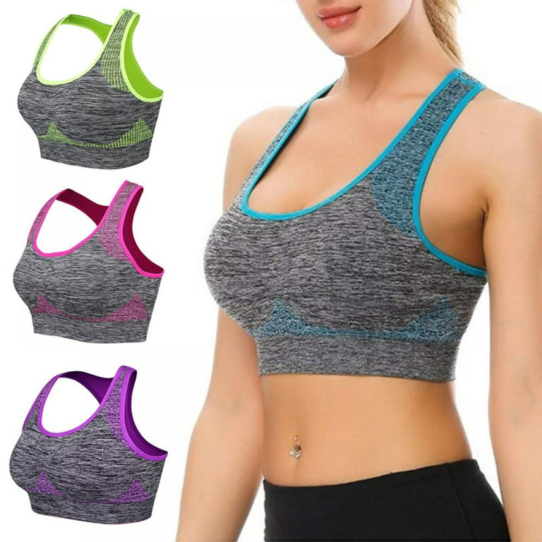 Pretty Comy Womens Quick Dry Removable Pads Sports Bra Mesh Wirefree Yoga  Brassiere Push Up Seamless Fitness Bras 