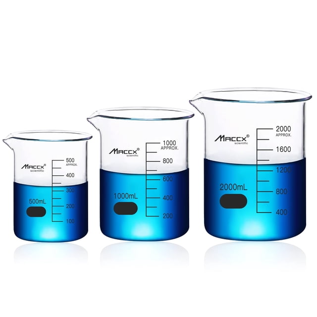 Vasos de vidrio Max Sturdy de 500 ml, 1000 ml, 200 ml, borosilicato 3.3