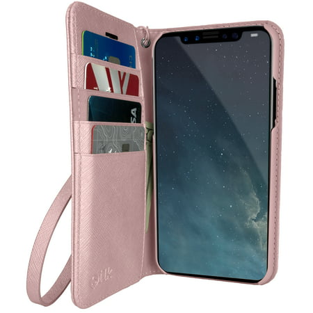 Silk iPhone X Wallet Case - FOLIO WALLET Synthetic Leather Portfolio Flip Card Cover with ...