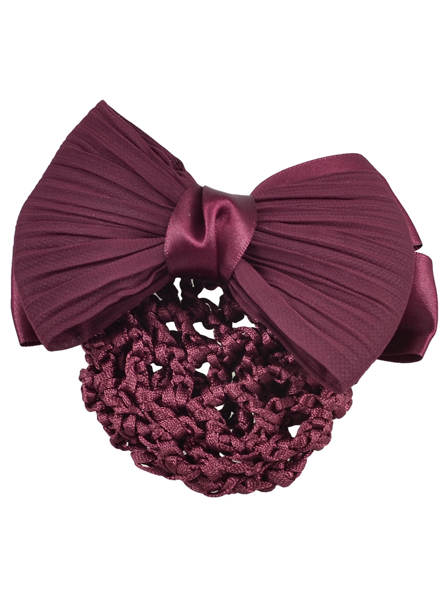barrette solar post caps on Ladies Ruched Bow Barrette Hair Clip Bun Cover Burgundy W Net Snood Walmart Com Walmart Com