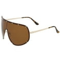 thumbnail image 3 of sunglassLA Unisex Oversize Flat Top Riveted Rimless Polarized Mono Lens Shield Sunglasses (Gold-Tortoise / Brown) - 80mm, 3 of 4