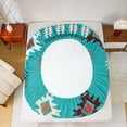 thumbnail image 5 of jejeloiu Western Tribal Aztec Queen Sheet Sets,Cyan Geometric Rhombus Bed Set For Men Women 4pcs, 5 of 7
