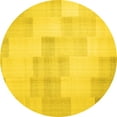 thumbnail image 1 of Ahgly Company Machine Washable Indoor Round Solid Yellow Modern Area Rugs, 8' Round, 1 of 4