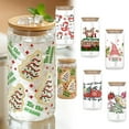 thumbnail image 5 of Christmas Cups Iced Coffee Cup Christmas Decorations 16 oz Glass Cup with Lids & Straws Xmas Mug Tumbler Xmas Gifts - Christmas Gifts for Women Mom Her #A5, 5 of 6