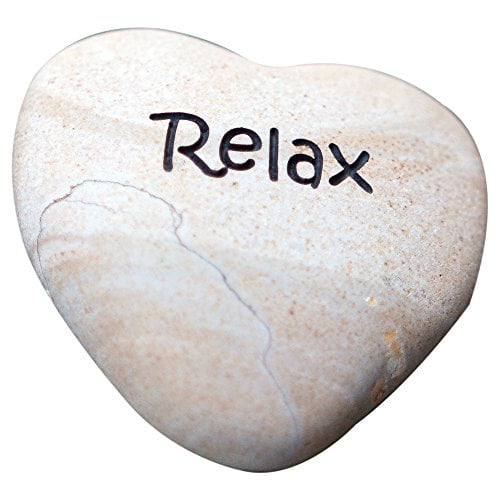 Garden Age Supply Relax Engraved Stone Heart Shaped Inspirational Sandblast Perfect Gorgeous Mothers Day Birthday Unique Gift Ideas Natural Beach Pebble Rock Com Garden Age Supply Relax Engraved Stone, Garden Age Supply Heart