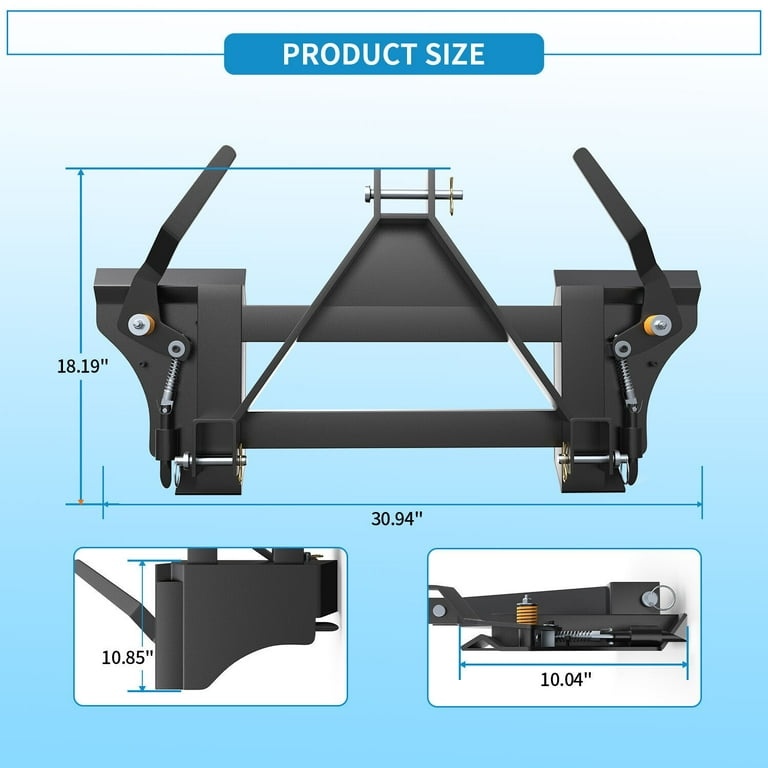 RVNI 2200lbs 3 Point Skid Steer Quick Tach Conversion Adapter Fit