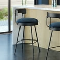 thumbnail image 5 of Amisco Monza 26 In. Swivel Counter Stool - Dark Blue Velvet / Black Metal, 5 of 7