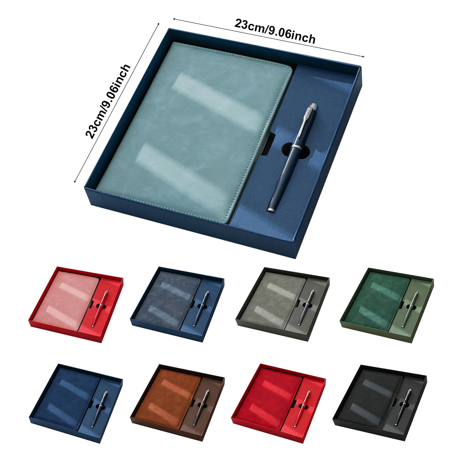 FXMLRLK Leather Notebook Gift Set - A5 Hardcover Journal with Pen & Gift Box (Blue)