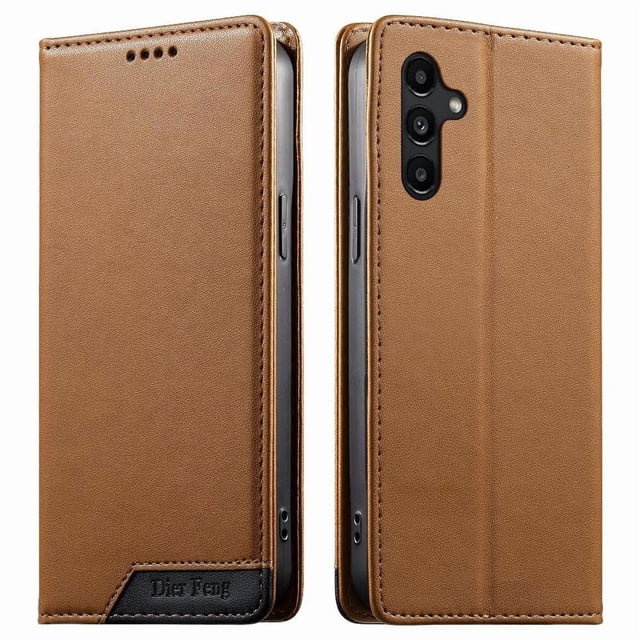 Wallet Case for Samsung Galaxy A15 RFID Blocking Flip Cover with Card Slots & Cash Pocket, Strong Magnetic Closure, Wireless Charging Compatible Brown