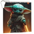 thumbnail image 1 of Cortina de ducha Baby Yoda, opaca, para baño, impermeable, resistente al moho, bloquea la privacidad, probador, patrón de impresión fina con arte de patchwork, 72 x 72 pulgadas, talla única., 1 of 8