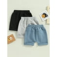 thumbnail image 3 of Bagilaanoe 3 Pack Toddler Baby Boys Shorts 6M 12M 18M 24M 3T Kids Casual Summer Solid Color Drawstring Short Pants, 3 of 5