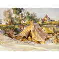 thumbnail image 2 of Sargent, John Singer 32x25 Black Ornate Wood Framed with Double Matting Museum Art Print Titled - Camp with Ambulance, 2 of 4
