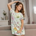 thumbnail image 3 of Naloa bird and butterfly Print Women Nightgowns,Womens Loungewear,Short Sleeve Sleepwear,Comfy Ladies Nightdress, 3 of 6
