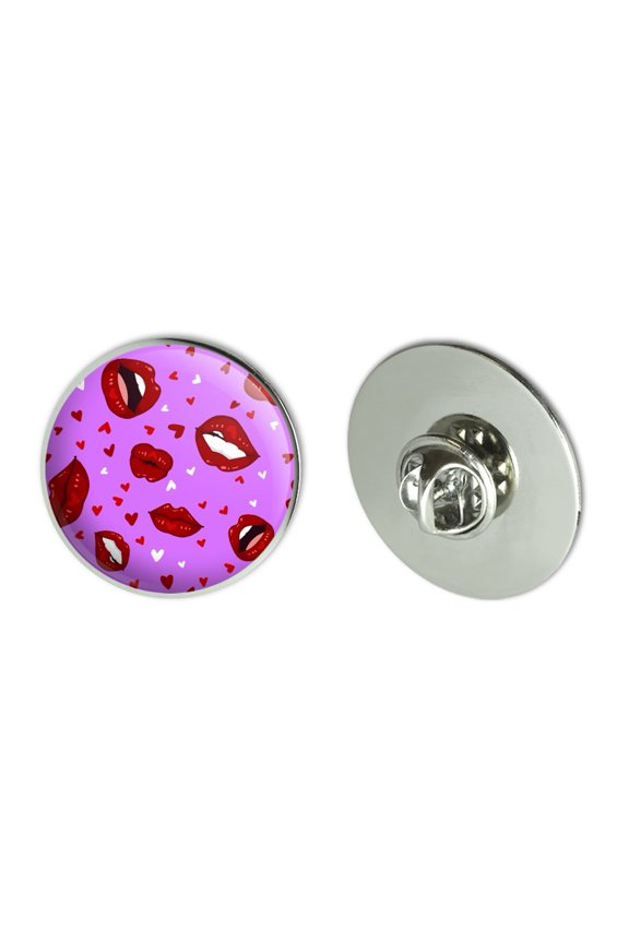 Luscious Red Lips Kiss Pattern Set Metal 1.1" Tie Tack Hat Lapel Pin Pinback