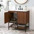 thumbnail image 2 of Costway 31" Bathroom Vanity Sink Combo Wooden Bathroom Storage Cabinet with Doors Walnut, 2 of 10