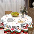 thumbnail image 3 of Merry Christmas Tablecloth Round 60 Inch Snowman Winter Table Cloth Washable Black Red Buffalo Plaid Snowflake Christmas Table Cover for Kitchen Dinner Room Holiday Party Indoor Outdoor Home Decor, 3 of 6