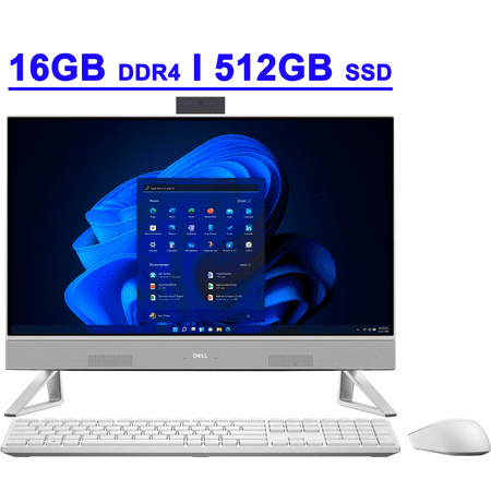 Dell Inspiron 24 5415 Premium All-in-One Desktop 23.8" FHD Anti-Glare Touchscreen AMD 6-core Ryzen 5 5625U Processor 16GB DDR4 512GB SSD USB-C HDMI Pop-up FHD Camera Win11 White