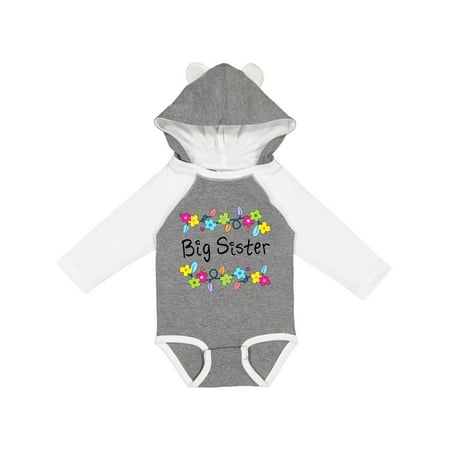 

Inktastic Big Sister - Bright Flowers Girls Long Sleeve Baby Bodysuit