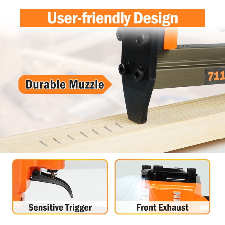 7116K Pneumatic Upholstery Stapler - 22 Gauge 3/8" Crown Staple Gun For Furniture