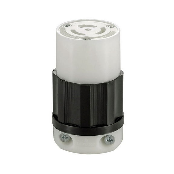 Leviton 20A 125/250V Black And White Non-Grounded Locking Connector