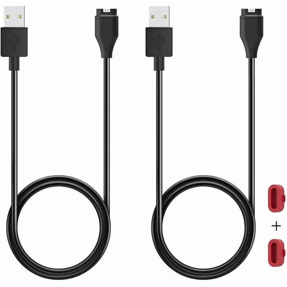 ccwmincc Charger for Garmin Approach S10 S12 S40 S42 S44 S50 S60 S62 S70 X10 G12, Replacement USB Charging Cable Cord with with Red Dust Plug for Garmin Watch (2Pack)