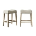 thumbnail image 4 of Miekor Furniture CoCo Upholstered Backless Saddle Seat Counter Stools 24" height Set of 2, Tan 74802, 4 of 5