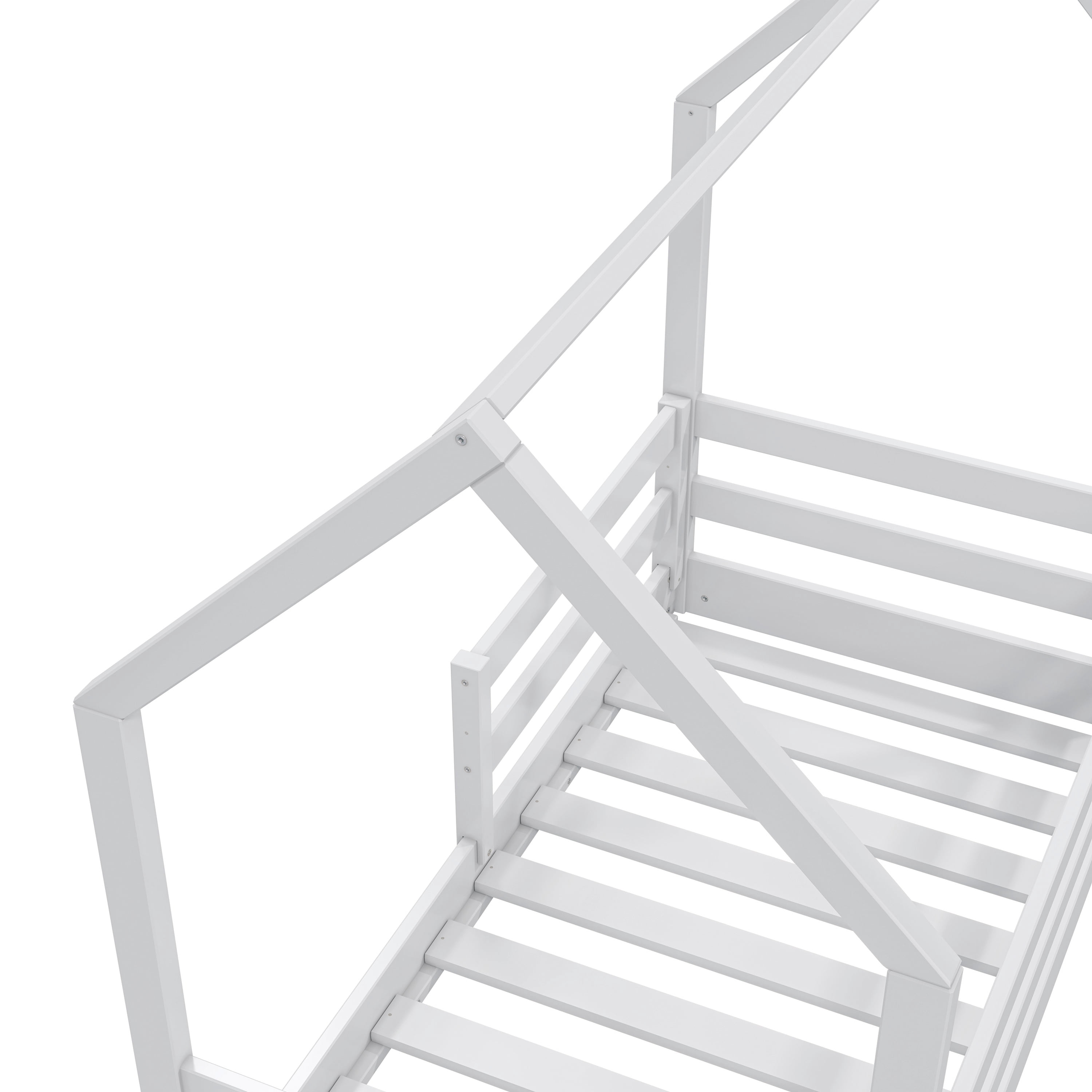 Kappesberg Sweet Dreams Toddler Bed with House Frame – Safe Crib-to-Big Kid Bed - White