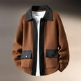 thumbnail image 2 of VNKIDY Men's Sweater Coat Autumn Winter Oversized Solid Color Contrast Collar Knitted Jacket Long Sleeve Button Front Thermal Coat With Patch Pockets For Cold Weather Soft Knitwear, 2 of 3
