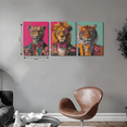 thumbnail image 3 of 3pcs Framed Funky Animals Canvas Art Wall Decor Pictures Trendy Tiger Lion Leopard Posters Prints Eclectic Aesthetic Room Decor for Apartment Dorm Decoration, 2D Flat, 3 of 5